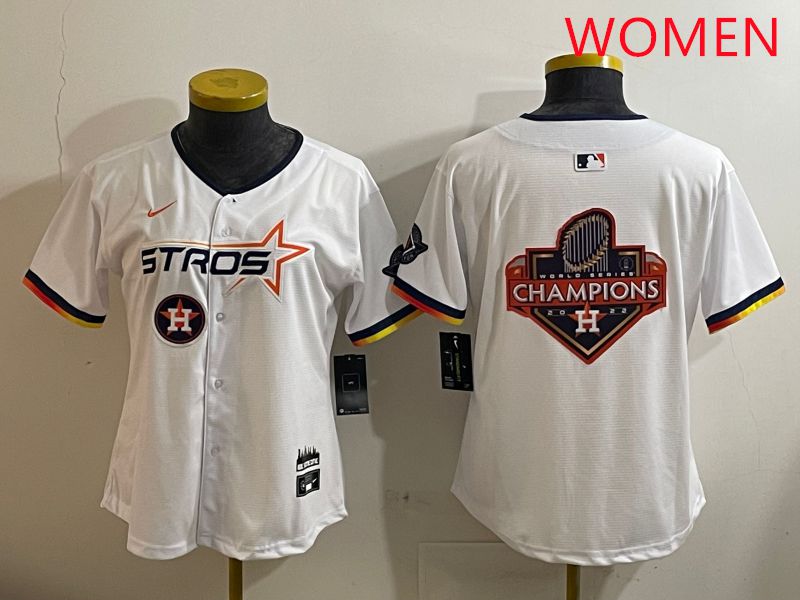 Women Houston Astros Blank White three generations Joint Name Nike 2025 MLB Jersey style 25->youth mlb jersey->Youth Jersey